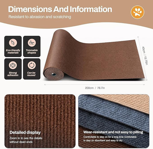 78.7"x15.8" Cat Scratch Mat Couch Furniture Protector,DIY Climb Cat Scratcher for Cat Couch Furniture or Wall Protector,Covering Cat Tower for Claws Scratching for Indoor (Brown)