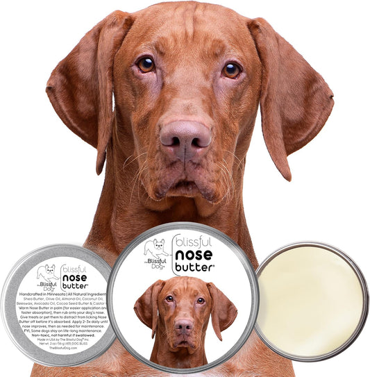 The Blissful Dog Vizsla Nose Butter for Dry, Cracked Skin, Lick-Safe Dog Nose Balm with Moisturizing Shea Butter, Almond, Olive, and Essential Oils, Pet Supplies, Uncented, 2 oz.