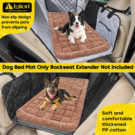 Dog Car Bed Mat, Non-Slip Backseat Extender Pet Blanket, Plaid Dog Bed for Trucks, Sedans & Large SUVs, Chew-Resistant Travel Pad for Dogs, Easy Clean & Scratch-Proof & Comfort(56"x28.7" Brown