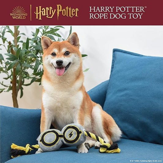 Harry Potter Glasses Rope Pull Pet Toy for Dogs with Squeakers, Chew and Tug Toy