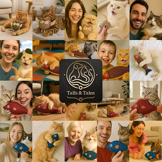 Tails & Tales Cat Toys Fish, Catnip & Crinkle Sound Plush, Bite-Resistant & Soft Interactive Toys for Indoor Cats & Kittens, Reduces Stress & Encourages Activity, Pack of 3