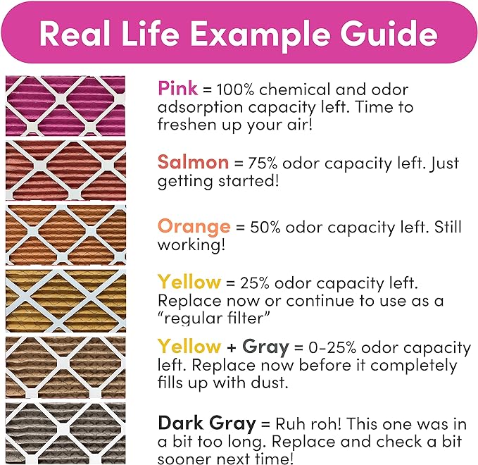 18x20x1 Air Filter by Colorfil | Color Changing Filters for Cat and Dog Odor | MERV 8 Furnace AC Filter for Pet Hair and Dust | 17.5"x19.5"x0.75" Exact Size | Pack of 2