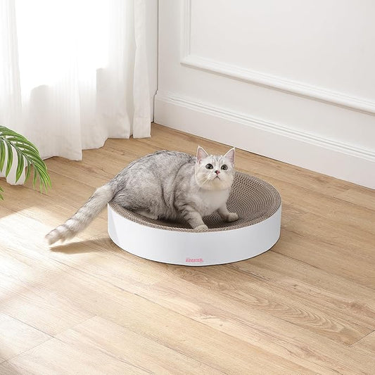 CSR1010I Nelson 20.13" Modern Cardboard Round Bowl Cat Scratcher with Catnip, Cloud