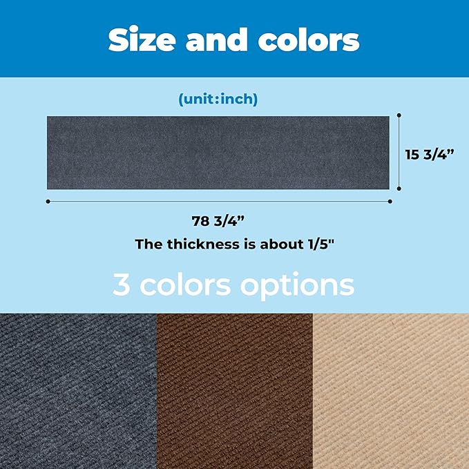 Best Pet Supplies Catify Peel & Stick Cat Scratching Mat – Self-Adhesive, Trimmable Cat Scratch Pad Cover - Carpet, Sofa, Furniture Protector – Replaceable Adhesive Stickers - Gray & 78.7 x 15.8