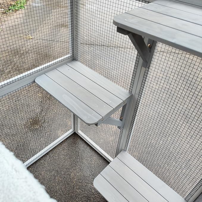 Catio Outdoor Cat Enclosure, Large Kitty House Cat Condo Playpen with Platforms & Living House for Mulitiple Cats with Waterproof Roof 71", White