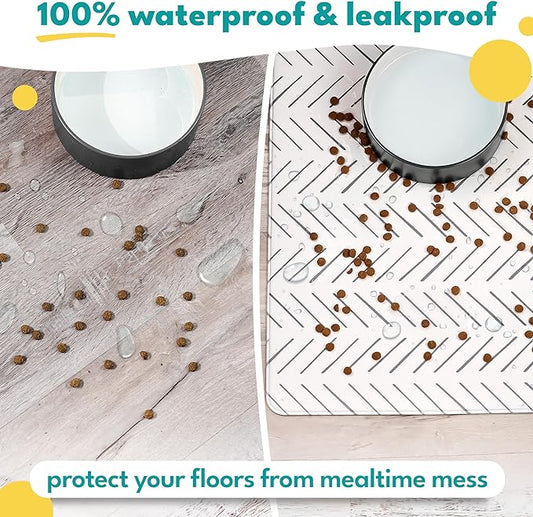 NALALAS Large Dog Mat for Food and Water, Cat Feeding Mat | Large Waterproof Dog Bowl Mat | Non-Slip Pet Food Mat for Floors | Pet Mats for Food and Water | Easy to Clean