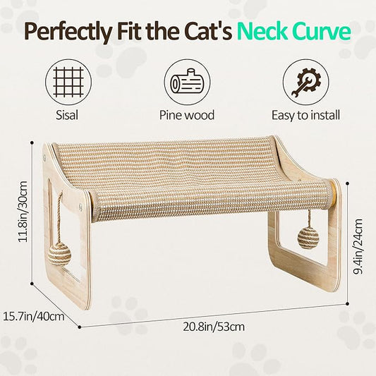 Sisal Cat Scratcher Bed for Indoor Cats Hammock for Scratching Pad, 2 in 1 Elevated Cat Sisal Chair with 2 Toys Ball for Scratcher Lounge,Kitty Bench,Dog Bed,Natural Lounger Chair