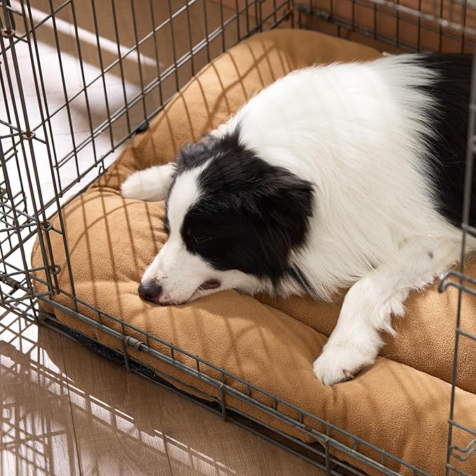 Bedsure Washable Dog Crate Pad for Extra Large Dogs, Anti-Slip Puppy Kennel Dog Bed for Crate - Ultra Soft Fleece Flat Thin Pet Mat (Not Chew Proof), Brown XL 41"x27"