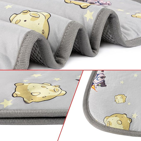 NACOCO Summer Pet Cooling Mat - Cat Dog Cushion Pad Sleeping Cool Comfortable Soft for Pets Kids and Adults (Grey French Bulldog, M)