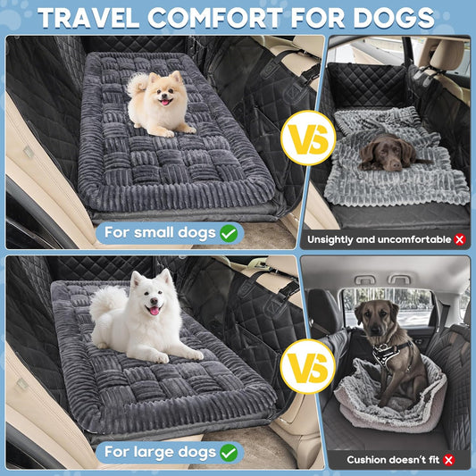Dog Car Bed Mat, Non-Slip Backseat Extender Pet Blanket, Plaid Dog Bed for Trucks, Sedans & Large SUVs, Chew-Resistant Travel Pad for Dogs, Easy Clean & Scratch-Proof & Comfort(56"x28.7" Gray