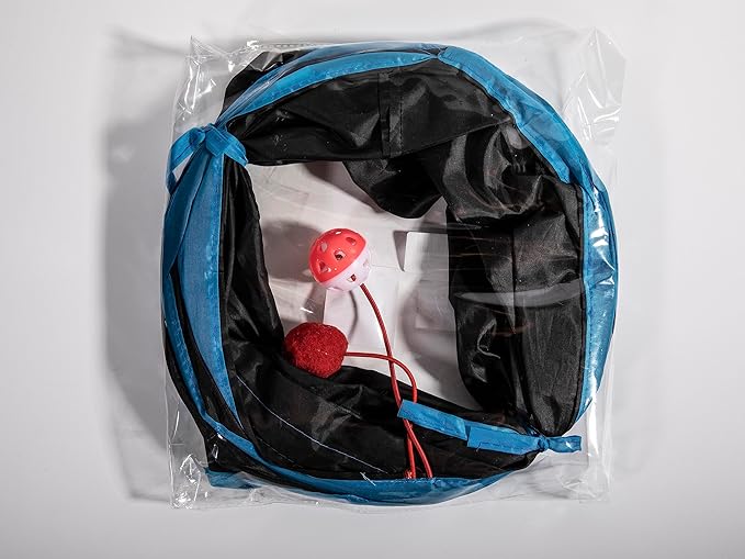 Pawaboo Cat Toys - S-Shaped Tunnels 25x97cm, Extensible Cat Play Tent with Balls and Bells, Interactive Maze House for Kittens and Small Animals, Blue