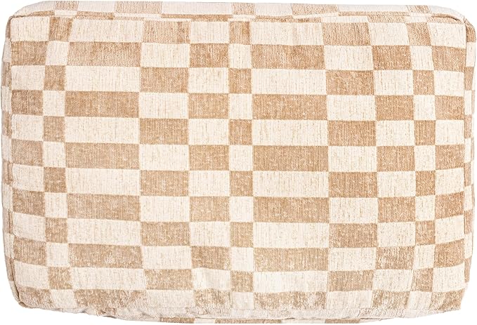 DBD3001A-XL Mabel 49.5" x 31.5" Designer Modern Ultra Soft Reversible Plush Rectangular Pet Bed with Washable Cover, Oatmeal Check