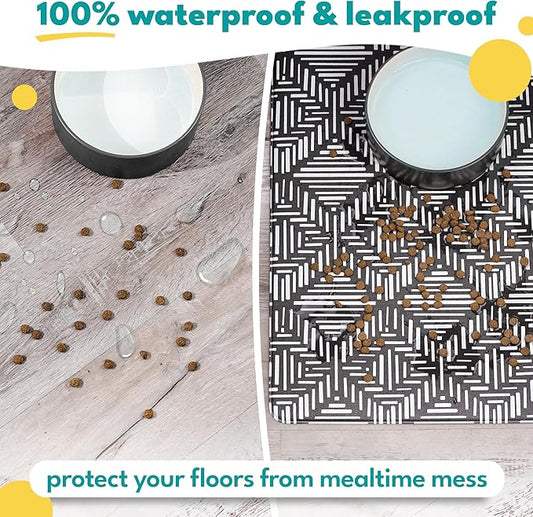 NALALAS Large Dog Mat for Food and Water, Cat Feeding Mat | Large Waterproof Dog Bowl Mat | Non-Slip Pet Food Mat for Floors | Pet Mats for Food and Water | Easy to Clean