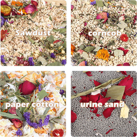 Natural Ear of Grain Flower&Herb Bedding Mate Habitat Decor, Adding Fun Hamster Accessories for Hamsters Gerbils Lemming