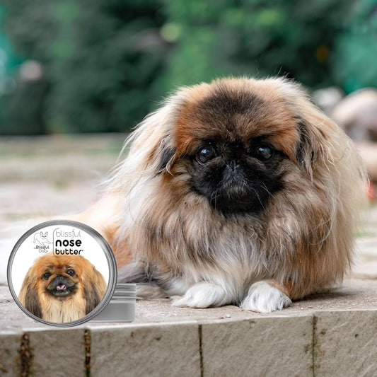 The Blissful Dog Pekingese Nose Butter for Dry, Cracked Skin, Lick-Safe Dog Nose Balm with Moisturizing Shea Butter, Almond, Olive, and Essential Oils, Pet Supplies, Uncented, 4 oz.