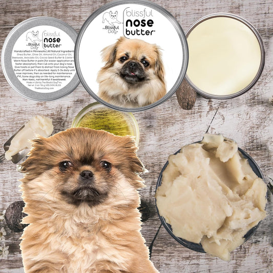 The Blissful Dog Tibetan Spaniel Nose Butter for Dry, Cracked Skin, Lick-Safe Dog Nose Balm with Moisturizing Shea Butter, Almond, Olive, and Essential Oils, Pet Supplies, Uncented, 8 oz.