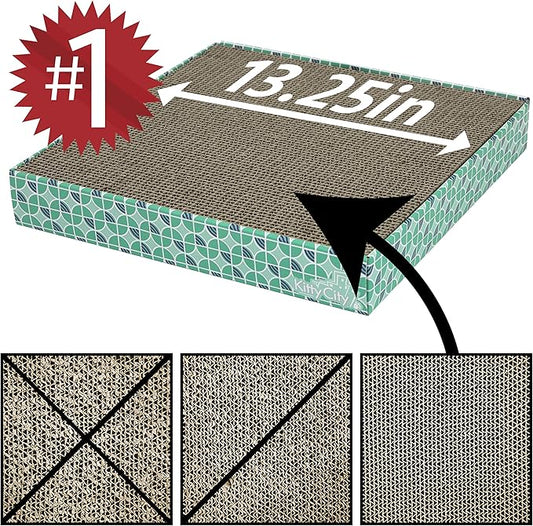 Kitty City XL Wide Corrugate Cat Scratchers 3 Pieces, Cat Scratching, Cat Scratch Pad, Door Clips, Furniture Protectors from Cat Scratching