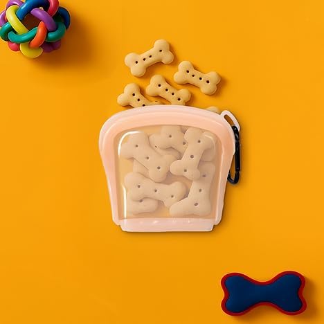 MODERN-X SnapPack Dog Treat Bag, 3-Pack Reusable Silicone Bags, Dog Treat Pouches, for Cats, Dish Washer Safe, Leakproof, Microwave & Freezer Safe, BPA-Free, Plastic Free Silicone, Multi-Color Trio