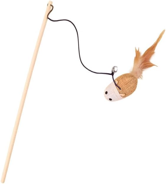 Cat Toy Cat Teaser Toy Stretchy Rope Mouse Shape with Bell Feather Cat Self-Help Relief Toys Bite and Wear Resistant Pet Interactive Toy Suitable for Kittens Adult Cats Multi-cat Households