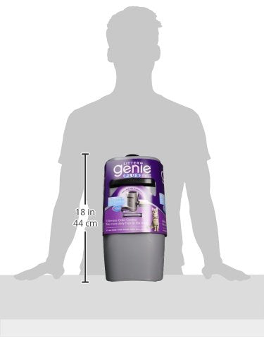 Litter Genie Plus Pail (Silver) | Cat Litter Box Waste Disposal System for Odor Control | Includes 1 Square Refill Bag