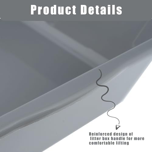 2 Pack of Extra Large Cat Litter Box (ABS Material), Low Entry Senior Litter Pen for Geriatric Kitty Big Cats, Jumbo Pet Safe Litter Boxes Tray for Indoor Pets Potty (Green, 24" L x 20" W)