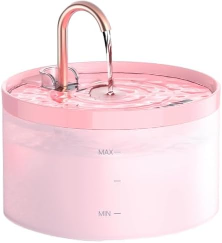 Cat Water Fountain Pink for Drinking: 67oz/2L Cat Fountain - Cute Pet Water Fountain for Cats Inside - Quiet Cat Drinking Fountain - Faucet Pet Fountain - Suitable for Kitty & Kitten - GIOTOHUN