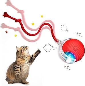 Interactive Rolling Cat Toy Ball, Chewie 360° Smart Automatic，Blue