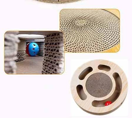 Cat Toy 3in 1 Kitten Puzzles Toys for Bored Indoor Cats with Cardboard and 2 Bell Balls Round Cats Scratcher