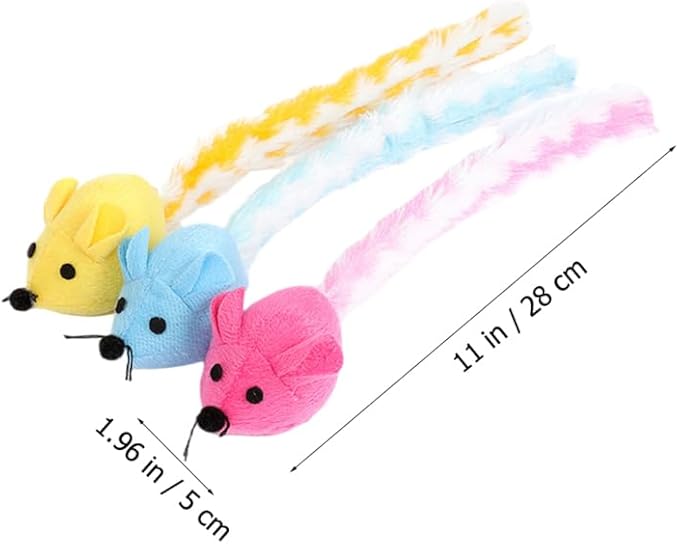 BESPORTBLE 3Pcs Colorful Catnip Plush Mice - Interactive Cat Teaser for Indoor Cats Engaging Chewing