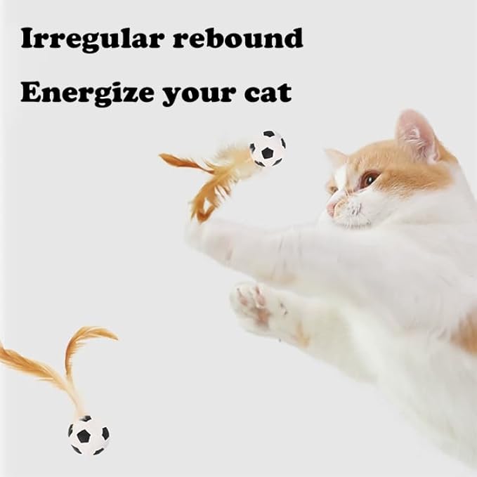 2025 Interactive Feather Cat Toy Ball Set – Elastic Bouncy Pet Toys with Natural Feathers, Silicone Rolling Balls for Indoor Cats & Kittens, Safe, Fun & Durable (1 Set)