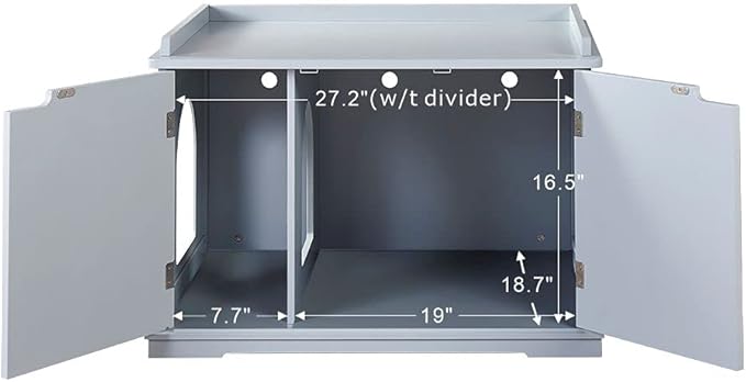 unipaws Cat Litter Box Enclosure Furniture, Cat Washroom, Hidden Litter Box Cover, Cabinet for Large Cat, Dog Proof Cat Litter Boxes, Hideaway Litter Box, Cat House, Grey