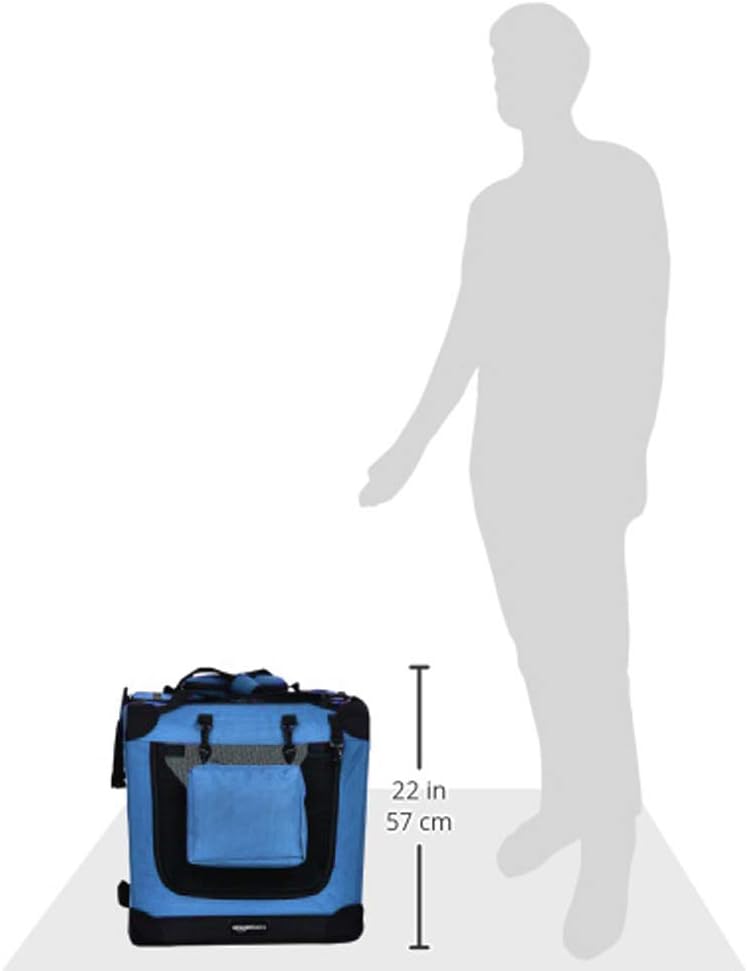 Amazon Basics Folding Portable Soft Pet Dog Crate Carrier Kennel, 26 x 18 x 18 inches, Blue