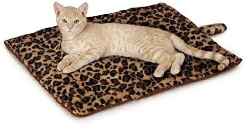 Prairie Horse Supply Quality Thermal Cat Mat and Free Cat Toy (Beige Leopard) (2 Mats) Cozy Self Heating Warming Kitty Kitten Puppy Small Dog Bed, Reversible Washable Pad, No Electricity