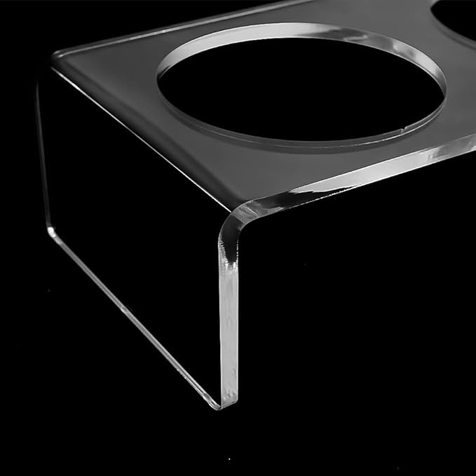 Acrylic Elevated Dog Cat Bowls Pet Feeder Double Bowl Raised Stand Comes with 4 Removable Stainless Steel Bowls. Perfect for Cats Puppies Small Dogs, 3.75 Inch