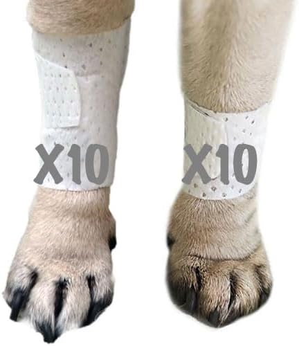 Basic Leg Bandages for Dogs, Cats Pets - First-Aid Non Adhesive Fur Friendly, Soft Stretch Wound Care, Hot Spots, Fungus, Adjustable Fastening Strap Value Pack (2XS/XS 20-Pack)