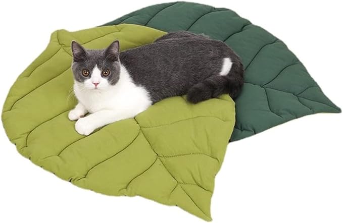 Leaf Shape Cat Nest and Dog Bed - Double-Sided, Warm and Comfortable Floor Mat Cover Pad - Cartoon Cat Bed Indoor Accessories