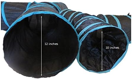 3 Way Cat Tunnel. Extra Large 12 Inch Diameter and Extra Long. A Big Collapsible Play Toy. Wide Pet Tunnel Tube for Rabbits, Kittens, Large Cats, and Dogs (Animal Print)