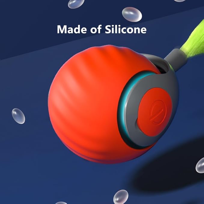 Speedy Sprint Ball 2.0 with Feather Tail Cat Toy, Smart Interactive Toys for Bored Indoor Kitten, Automatic Rolling Ball Enrichment, Turbo Electric Kitty Self Moving Rope, Rollie Pet Chase Robot Mouse