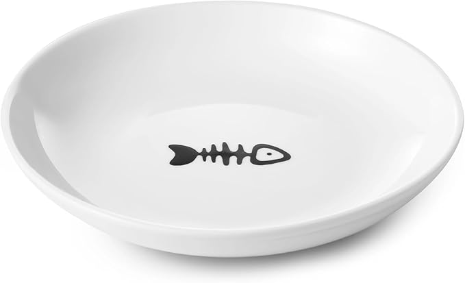 Ceramic Cat Food Plates: Cat Wet Food Bowls/Whisker Fatigue Cat Dishes & Shallow Bowls for Kittens and Small Animals