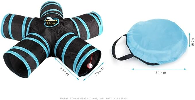 Indoor Outdoor Cat Play Tunnel - Large Cat Toy Kitten Kitty Rabbit (5 Way) Tunnel