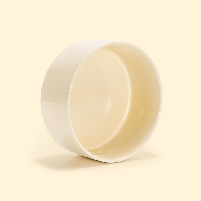 SPUNKYJUNKY 13.5OZ Ceramic Dog and Cat Bowl, Modern Cute Weighted Food Water Bowl for Replacement Beige (1 Pack)