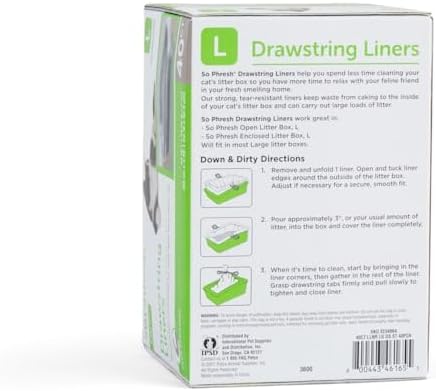 So Phresh Drawstring Cat Litter Box Liners with Fresh Water Scent 35" L X 14" W Count of 40