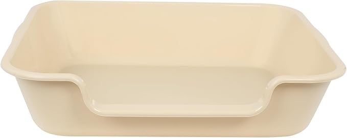 2 Pack of Extra Large Cat Litter Box (ABS Material), Low Entry Senior Litter Pen for Geriatric Kitty Big Cats, Jumbo Pet Safe Litter Boxes Tray for Pets Potty (Beach Sand, 24" L x 20" W)