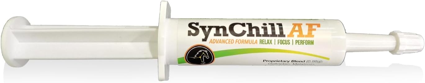 SynChill AF Calming Gel for Nervous Horses - Single Serving - Advanced Formula with L-Theanine, Increased Potency, 100% Natural Supplement, Disposition & Confidence Support for Horses