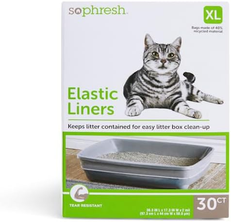 So Phresh Elastic Cat Litter Box Liners 38.3" L X 16.3" W Count of 30