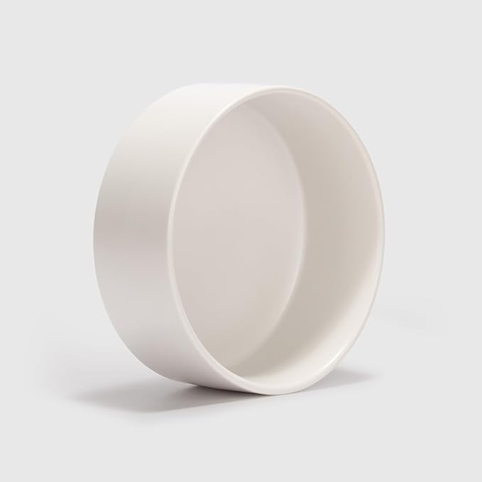 SPUNKYJUNKY 60OZ Ceramic Dog and Cat Bowl, Modern Cute Weighted Food Water Bowl for Replacement White (2 Pack)