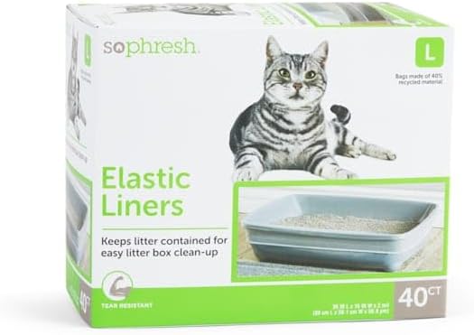 So Phresh Elastic Cat Litter Box Liners 36" L X 14" W Count of 40