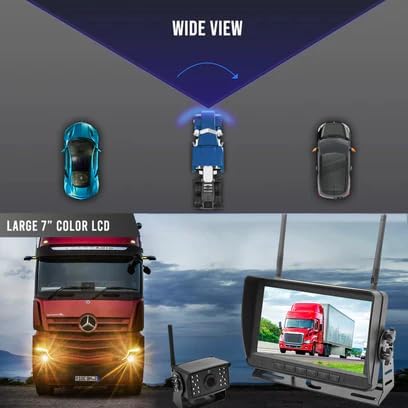 FalconEye Electronics 2nd Generation 200-300Ft Wireless Range Backup Camera for Trucks, Fleets. HD, 7inch LCD (2 Cam System)