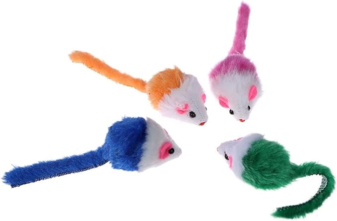 Cat Mouse Toys for Indoor Cats 12PCS, 5 Color Variety Interactive Cat Toy Mice Cat Toy Mouse for Cats, Fur Mouse Kitten Toy Mice Cat Feather Toys with Rattle Sounds (Mixed Color)