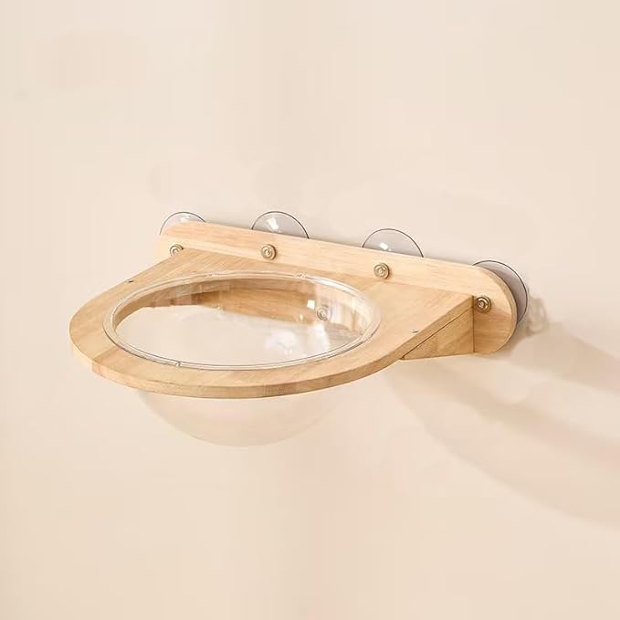 Cat Furniture, Rubber Wood, Transparent Capsule Kitten Walls Shelves - Premium Kitty Bed for Sleeping, Playing, Climbing, and Lounging